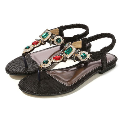 Rhinestone Bohemia Flat Sandals - Shop Shiningbabe - Womens Fashion Online Shopping Offering Huge Discounts on Shoes - Heels, Sandals, Boots, Slippers; Clothing - Tops, Dresses, Jumpsuits, and More.