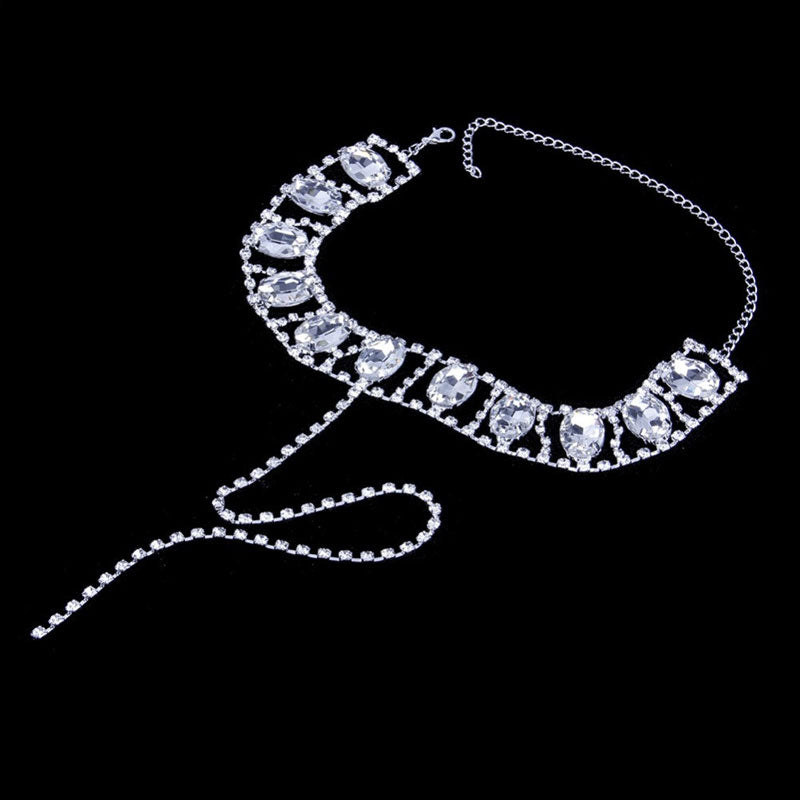 Rhinestone Decoration Choker Tassel Design Necklace
