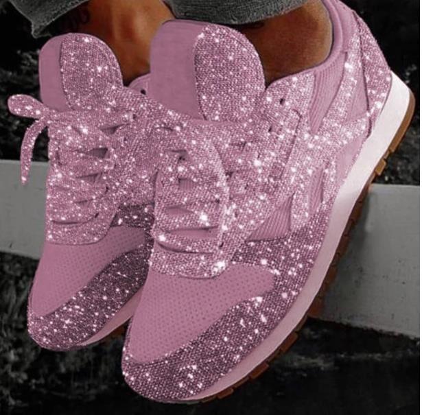 Crystal Sequined Casual Sneakers - Cherrybetty