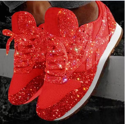 Crystal Sequined Casual Sneakers - Cherrybetty