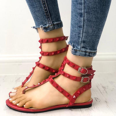 Rivet Multi Strap Toe Post Flat Sandals - Shop Shiningbabe - Womens Fashion Online Shopping Offering Huge Discounts on Shoes - Heels, Sandals, Boots, Slippers; Clothing - Tops, Dresses, Jumpsuits, and More.
