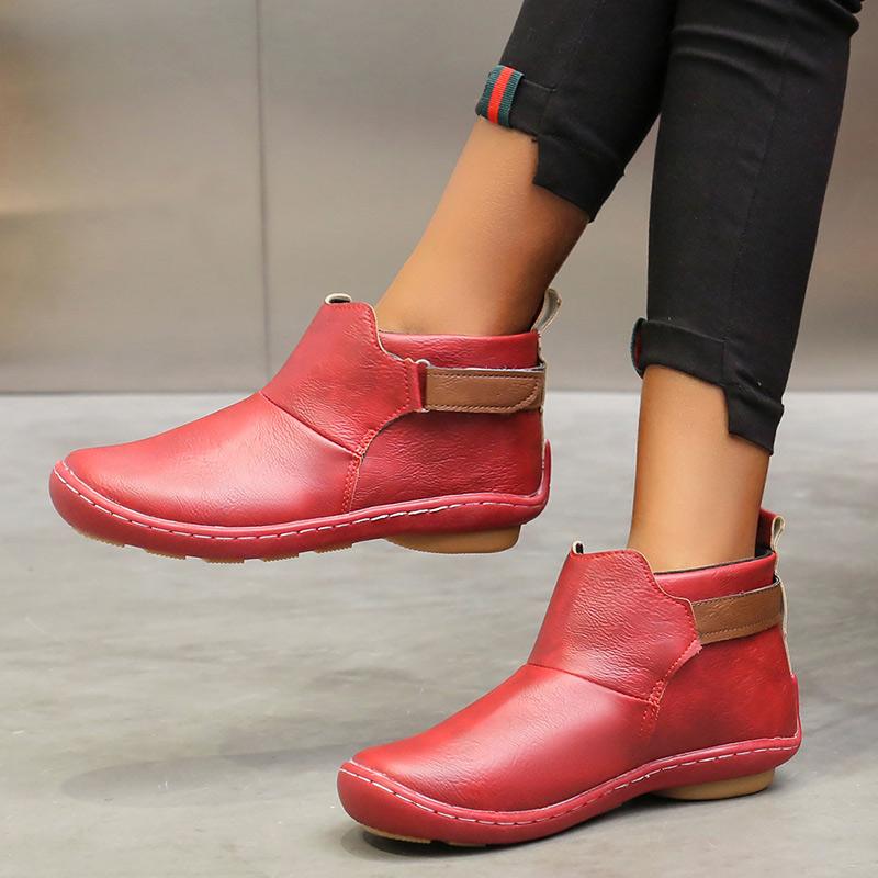 Women Fashion PU Buckle boots - Cherrybetty