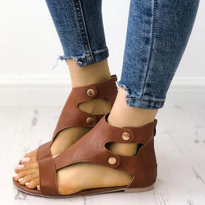 Fashion Cutout Buckle Metal Flat Sandals - Shop Shiningbabe - Womens Fashion Online Shopping Offering Huge Discounts on Shoes - Heels, Sandals, Boots, Slippers; Clothing - Tops, Dresses, Jumpsuits, and More.