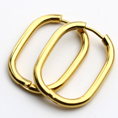 Solid Oval Design Drop Earrings