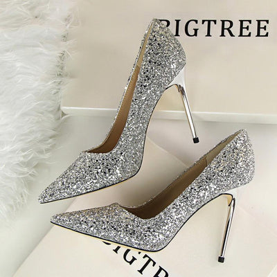 Sequin Pointed Nightclub High Heels - Shop Shiningbabe - Womens Fashion Online Shopping Offering Huge Discounts on Shoes - Heels, Sandals, Boots, Slippers; Clothing - Tops, Dresses, Jumpsuits, and More.