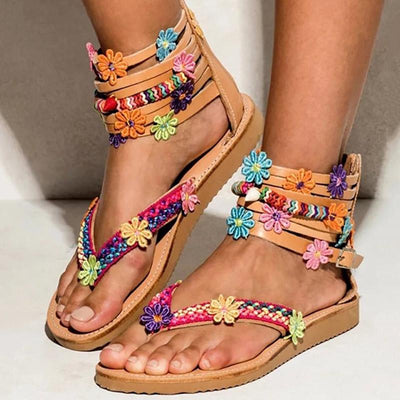 Flower Detail Multi-Strap Toe Post Sandals - Shop Shiningbabe - Womens Fashion Online Shopping Offering Huge Discounts on Shoes - Heels, Sandals, Boots, Slippers; Clothing - Tops, Dresses, Jumpsuits, and More.
