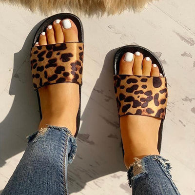 Leopard Pattern Open Toe Slippers - Shop Shiningbabe - Womens Fashion Online Shopping Offering Huge Discounts on Shoes - Heels, Sandals, Boots, Slippers; Clothing - Tops, Dresses, Jumpsuits, and More.