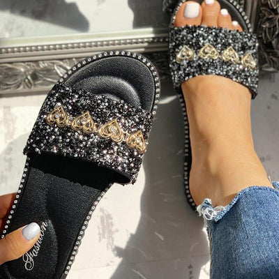 Open Toe Studded Design Flat Sandals - Shop Shiningbabe - Womens Fashion Online Shopping Offering Huge Discounts on Shoes - Heels, Sandals, Boots, Slippers; Clothing - Tops, Dresses, Jumpsuits, and More.