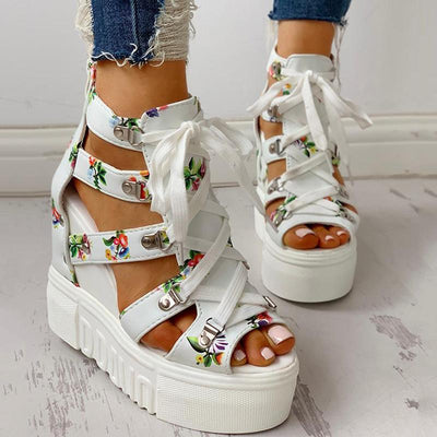 Lace-Up Cut Out Wedge Sandals - Shop Shiningbabe - Womens Fashion Online Shopping Offering Huge Discounts on Shoes - Heels, Sandals, Boots, Slippers; Clothing - Tops, Dresses, Jumpsuits, and More.