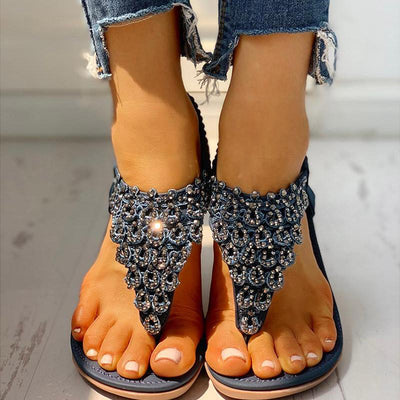 Toe Post Studded Flat Sandals - Shop Shiningbabe - Womens Fashion Online Shopping Offering Huge Discounts on Shoes - Heels, Sandals, Boots, Slippers; Clothing - Tops, Dresses, Jumpsuits, and More.