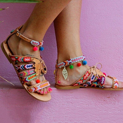 Bohemian Style Hanging Flat Sandals - Shop Shiningbabe - Womens Fashion Online Shopping Offering Huge Discounts on Shoes - Heels, Sandals, Boots, Slippers; Clothing - Tops, Dresses, Jumpsuits, and More.