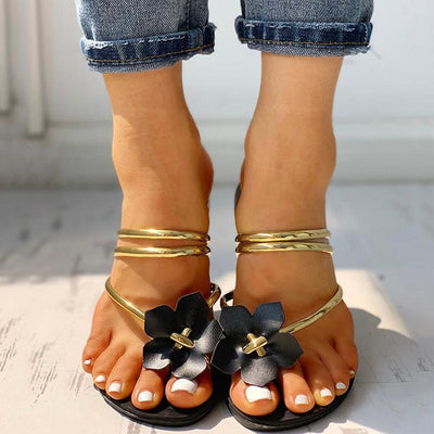 Floral Embellished Toe Ring Casual Sandals - Shop Shiningbabe - Womens Fashion Online Shopping Offering Huge Discounts on Shoes - Heels, Sandals, Boots, Slippers; Clothing - Tops, Dresses, Jumpsuits, and More.