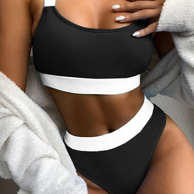 Colorblock Ribbed Swimsuit Set