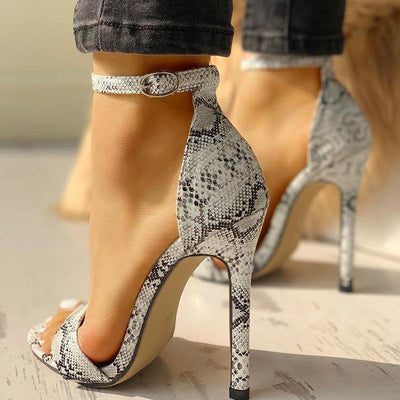 Snakeskin Open Toe Thin Heeled Sandals - Shop Shiningbabe - Womens Fashion Online Shopping Offering Huge Discounts on Shoes - Heels, Sandals, Boots, Slippers; Clothing - Tops, Dresses, Jumpsuits, and More.