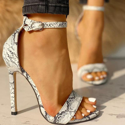 Snakeskin Open Toe Thin Heeled Sandals - Shop Shiningbabe - Womens Fashion Online Shopping Offering Huge Discounts on Shoes - Heels, Sandals, Boots, Slippers; Clothing - Tops, Dresses, Jumpsuits, and More.