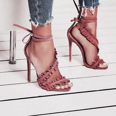 Sexy Ruffled Ankle Strap High Heel Sandals - Shop Shiningbabe - Womens Fashion Online Shopping Offering Huge Discounts on Shoes - Heels, Sandals, Boots, Slippers; Clothing - Tops, Dresses, Jumpsuits, and More.