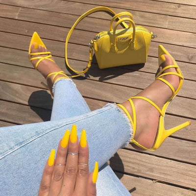 Pointed Mouth Hollow Cross Strap High Heel Sandals - Shop Shiningbabe - Womens Fashion Online Shopping Offering Huge Discounts on Shoes - Heels, Sandals, Boots, Slippers; Clothing - Tops, Dresses, Jumpsuits, and More.