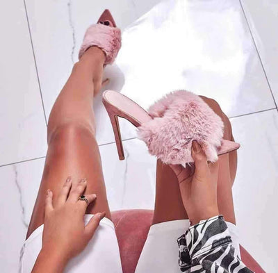Rabbit Fur Pointed High Heel Sandals - Shop Shiningbabe - Womens Fashion Online Shopping Offering Huge Discounts on Shoes - Heels, Sandals, Boots, Slippers; Clothing - Tops, Dresses, Jumpsuits, and More.