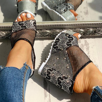 Fishnet Insert Platform Wedge Sandals - Shop Shiningbabe - Womens Fashion Online Shopping Offering Huge Discounts on Shoes - Heels, Sandals, Boots, Slippers; Clothing - Tops, Dresses, Jumpsuits, and More.