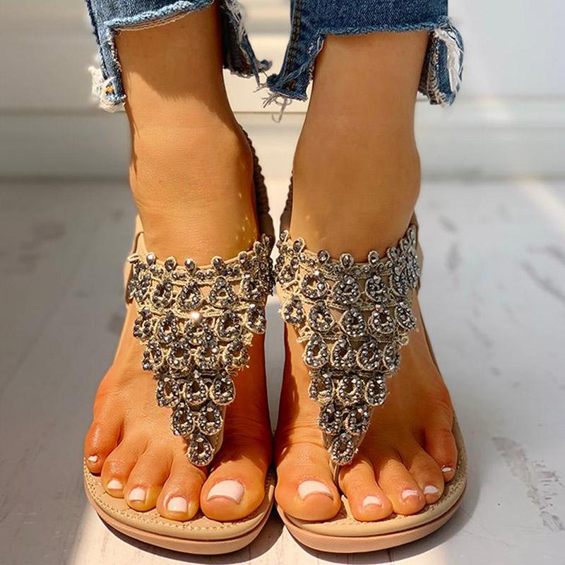 Toe Post Studded Flat Sandals - Shop Shiningbabe - Womens Fashion Online Shopping Offering Huge Discounts on Shoes - Heels, Sandals, Boots, Slippers; Clothing - Tops, Dresses, Jumpsuits, and More.