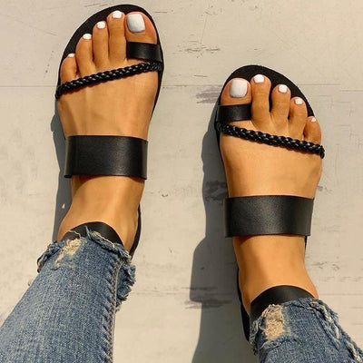 Toe Ring Braided Design Sandals - Shop Shiningbabe - Womens Fashion Online Shopping Offering Huge Discounts on Shoes - Heels, Sandals, Boots, Slippers; Clothing - Tops, Dresses, Jumpsuits, and More.