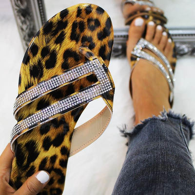 Fashion Leopard Flat Flip-Flops Sandals - Cherrybetty