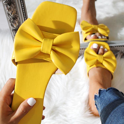 Fashion Bow Flat Casual Slippers Sandals - Cherrybetty