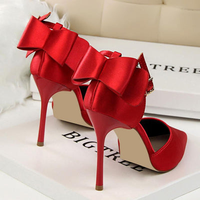Pointed Satin Back Bow Tie Sandals - Shop Shiningbabe - Womens Fashion Online Shopping Offering Huge Discounts on Shoes - Heels, Sandals, Boots, Slippers; Clothing - Tops, Dresses, Jumpsuits, and More.