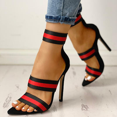 Contrast Color Strap Thin Heeled Sandals - Shop Shiningbabe - Womens Fashion Online Shopping Offering Huge Discounts on Shoes - Heels, Sandals, Boots, Slippers; Clothing - Tops, Dresses, Jumpsuits, and More.