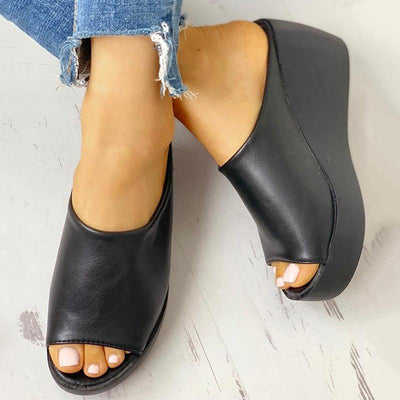 Peep Toe Muffin Wedge Sandals - Shop Shiningbabe - Womens Fashion Online Shopping Offering Huge Discounts on Shoes - Heels, Sandals, Boots, Slippers; Clothing - Tops, Dresses, Jumpsuits, and More.