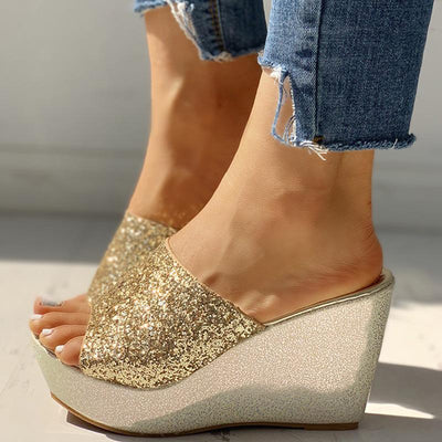 Open Toe Sequins Platform Sandals - Shop Shiningbabe - Womens Fashion Online Shopping Offering Huge Discounts on Shoes - Heels, Sandals, Boots, Slippers; Clothing - Tops, Dresses, Jumpsuits, and More.