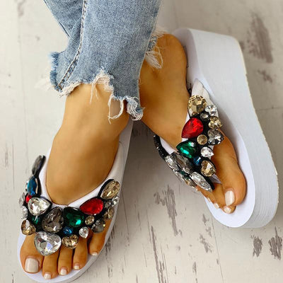 Toe Post Beaded Platform Muffin Sandals - Shop Shiningbabe - Womens Fashion Online Shopping Offering Huge Discounts on Shoes - Heels, Sandals, Boots, Slippers; Clothing - Tops, Dresses, Jumpsuits, and More.