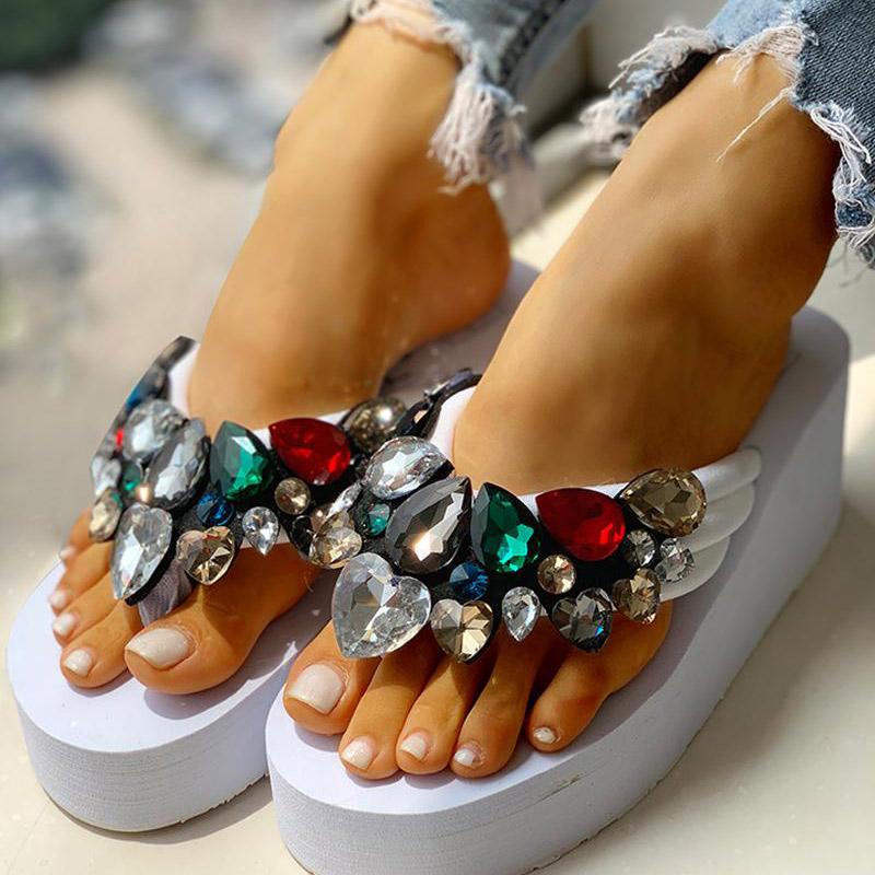 Toe Post Beaded Platform Muffin Sandals - Shop Shiningbabe - Womens Fashion Online Shopping Offering Huge Discounts on Shoes - Heels, Sandals, Boots, Slippers; Clothing - Tops, Dresses, Jumpsuits, and More.
