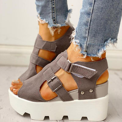 Cutout Velcro Platform Wedge Sandals - Shop Shiningbabe - Womens Fashion Online Shopping Offering Huge Discounts on Shoes - Heels, Sandals, Boots, Slippers; Clothing - Tops, Dresses, Jumpsuits, and More.